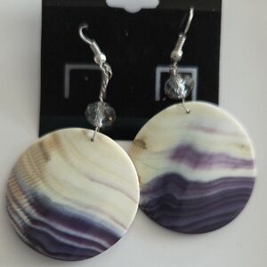 Handmade, Shinnecock Nation Wampum Dangle Earrings